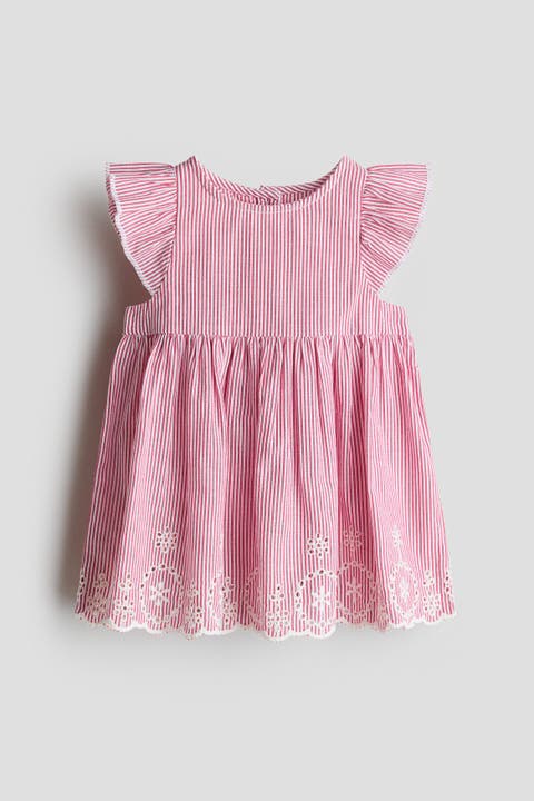 Flutter-sleeved Cotton Dress