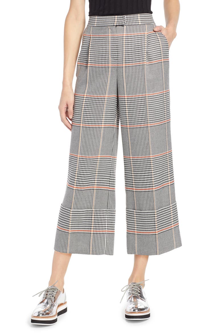 x Atlantic-Pacific Plaid Wide Leg Crop Pants, Main, color, BLACK PLAID