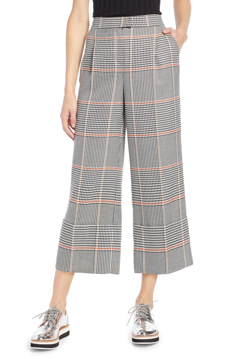 Halogen<sup>®</sup> x Atlantic-Pacific Plaid Wide Leg Crop Pants, Main, color,