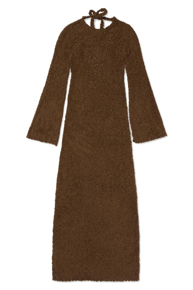 Long Sleeve Cotton Knit Maxi Dress, Main, color, BROWN