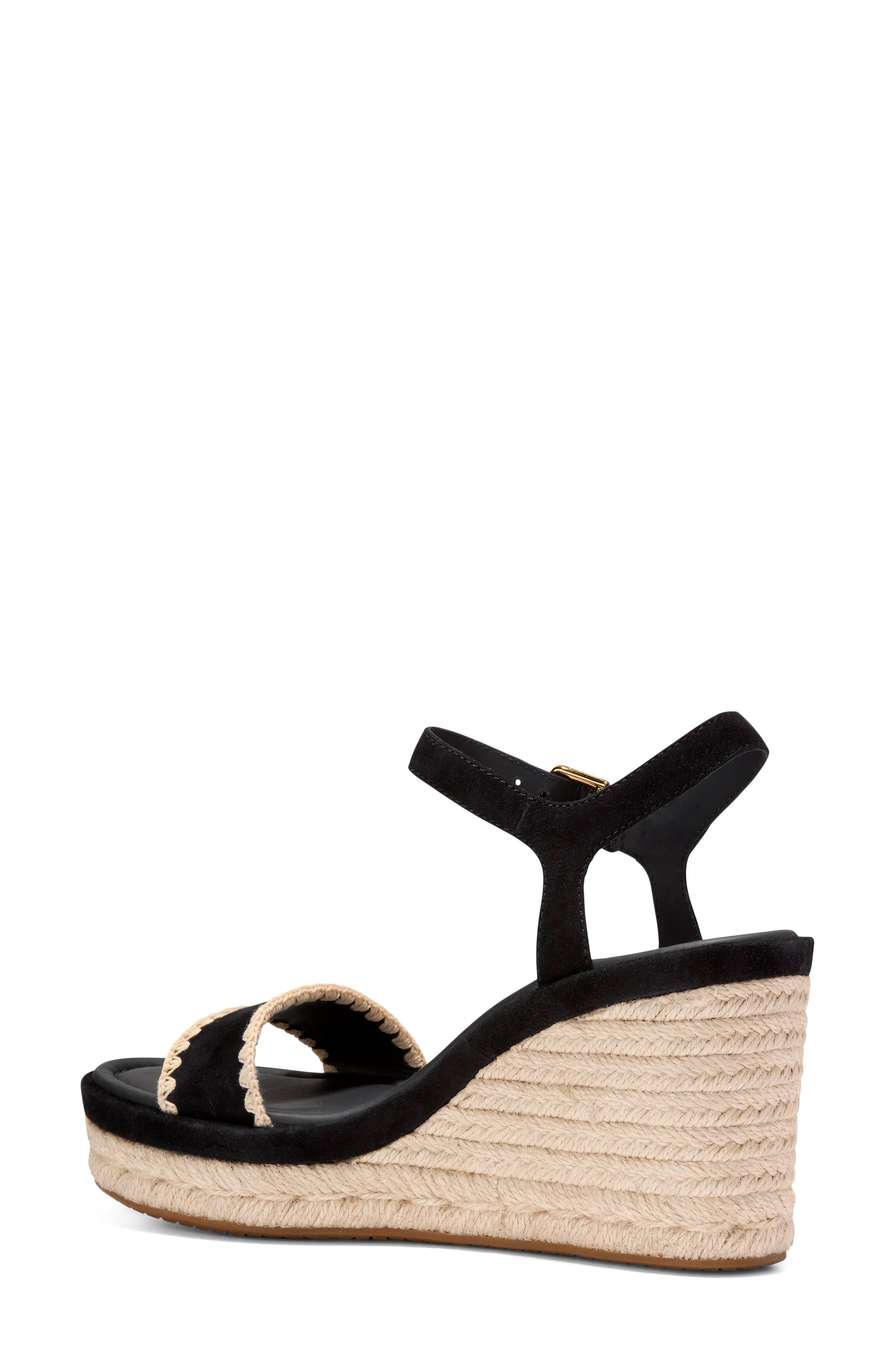 Cole Haan Asbury Cloudfeel Espadrille Wedge, Alternate, color, Black Suede / Natural Raffia