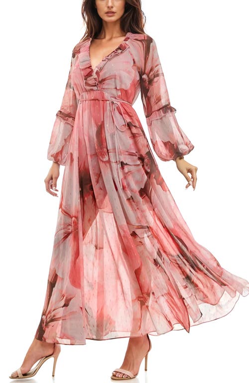Socialite Swiss Dot Ruffle Maxi Dress In Multi