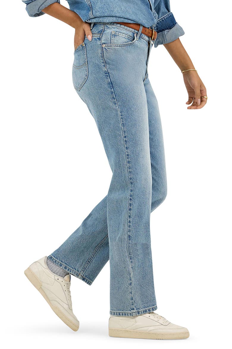 Rider High Waist Straight Leg Jeans, Alternate, color, DAZZLED