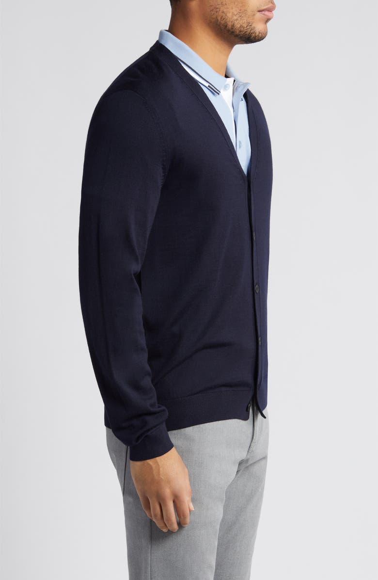 BOSS Mardon Virgin Wool Cardigan, Alternate, color, Dark Blue
