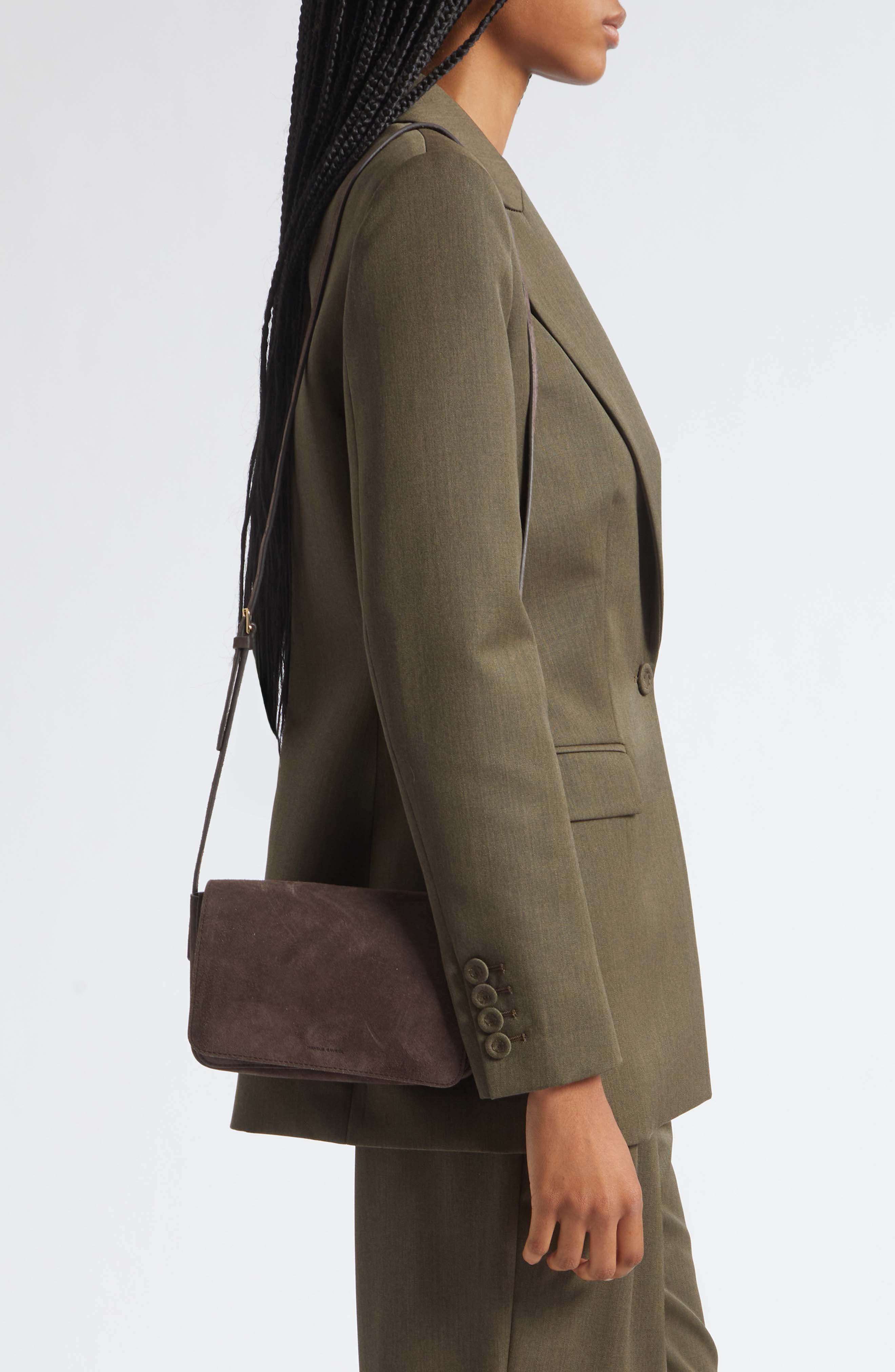 Clio Suede Shoulder Bag, Alternate, color, EBONY