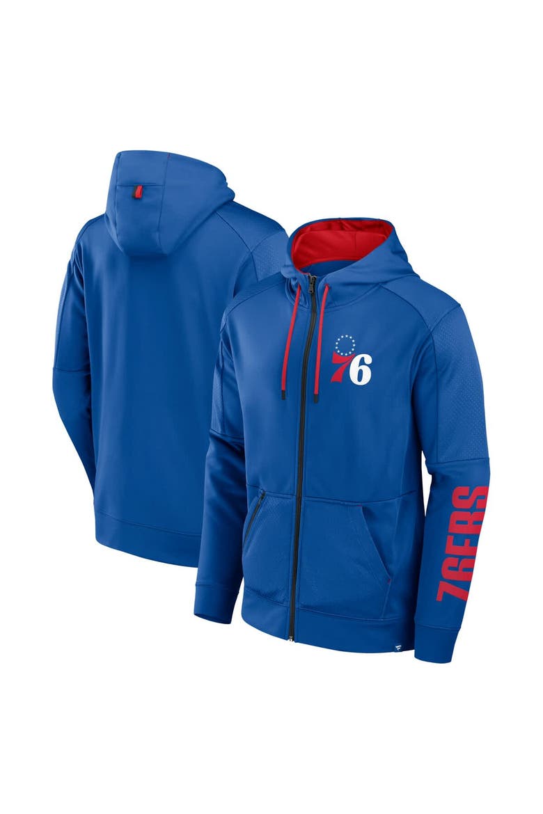 Men's Fanatics  Royal Philadelphia 76ers Baller Defender Performance Full-Zip Hoodie, Main, color, Royal