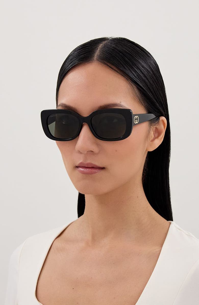 Gucci 55mm Square Sunglasses, Alternate, color, Black