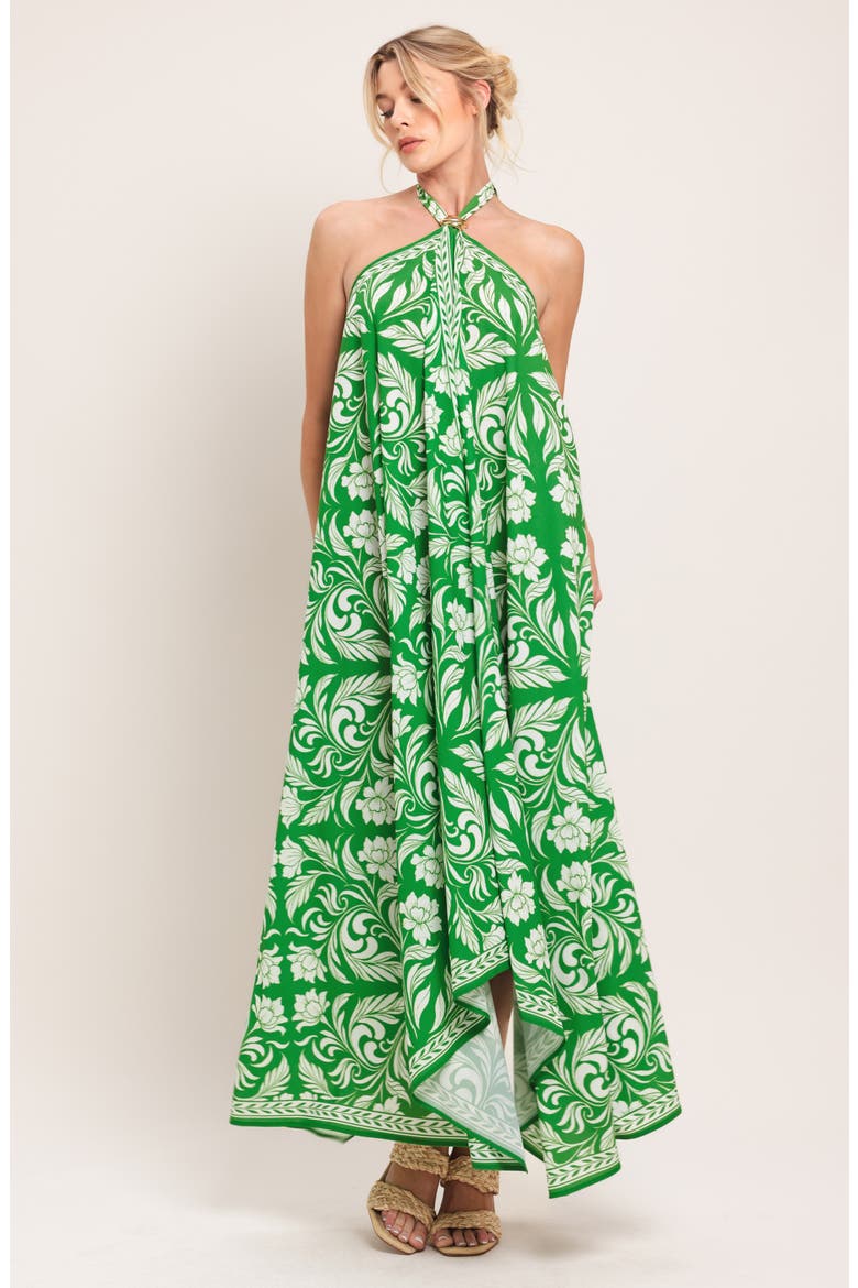 Print Maxi Dress, Alternate, color, GREEN