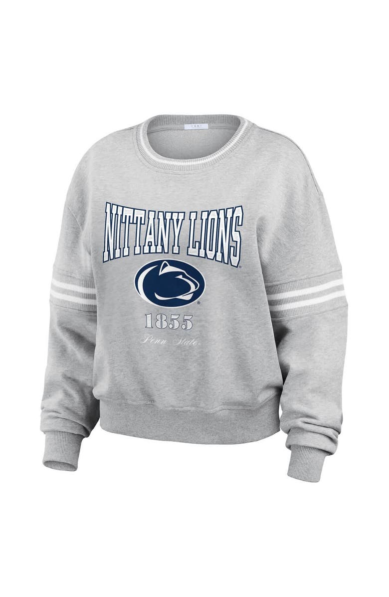 WEAR by Erin Andrews Women's WEAR by Erin Andrews Heather Gray Penn State Nittany Lions Classic Stripe Pullover Sweater, Alternate, color, Heather Gray