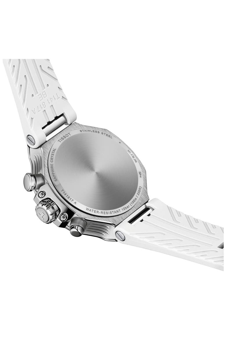 T-Race Chronograph Silicone Strap Watch, 38mm, Alternate, color, WHITE MOTHER OF PEARL
