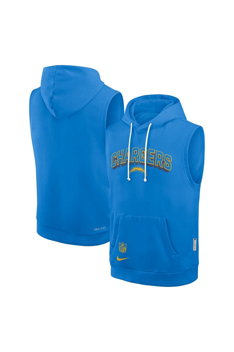 Men's Nike Powder Blue Los Angeles Chargers Sideline Performance Sleeveless Pullover Hoodie, Alternate, color, Powder Blue