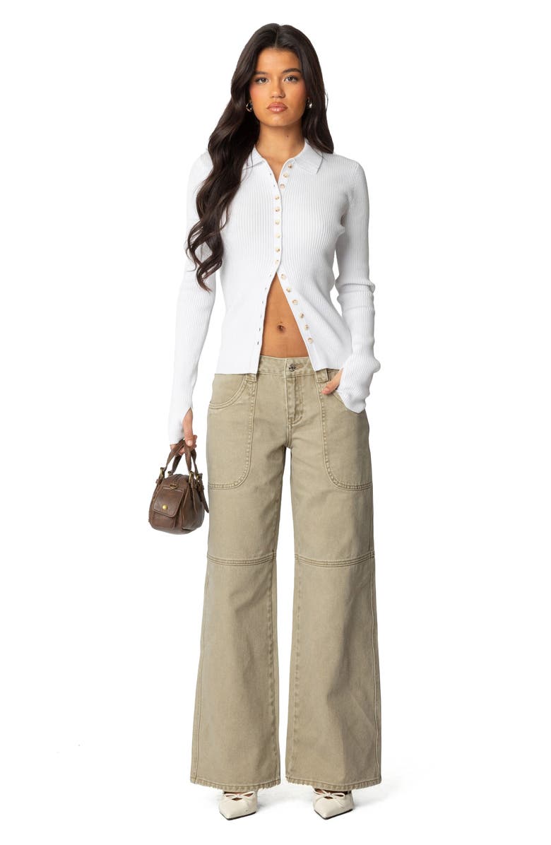 EDIKTED Mirielle Collar Rib Cardigan, Alternate, color, White