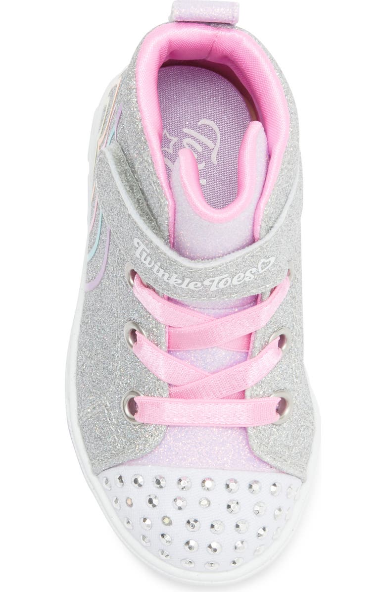 SKECHERS Kids' Twinkle Toes Heart Steps High Top Sneaker, Alternate, color, Silver Multi
