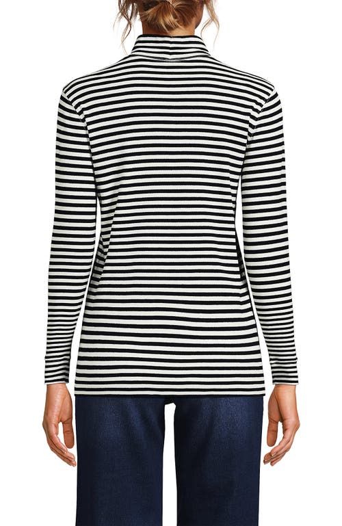 Lands' End Relaxed Cotton Long Sleeve Mock Turtleneck In Black
