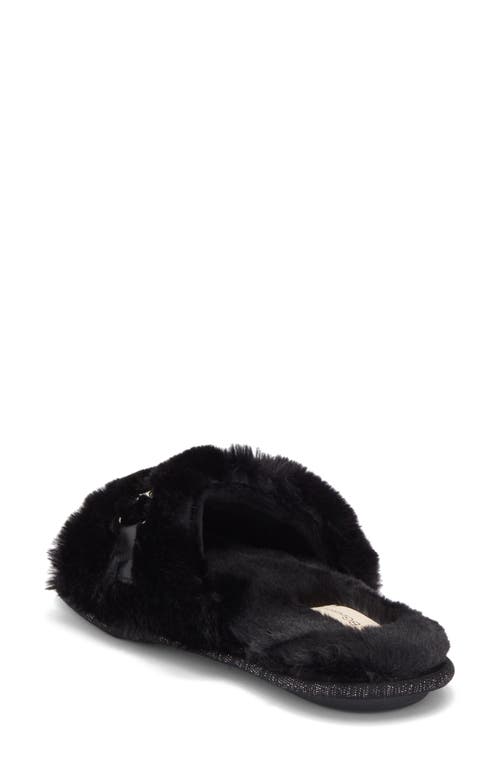 Bcbg Plush Horsebit Faux Fur Slipper In Black