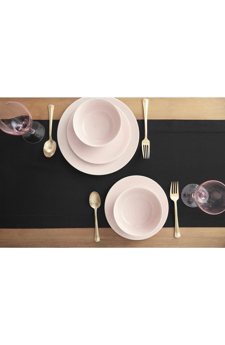 Solino Home Cotton Linen Hemstitch Table Runner for Dining Table, Holiday and Everyday Table Decor, Alternate, color, Black