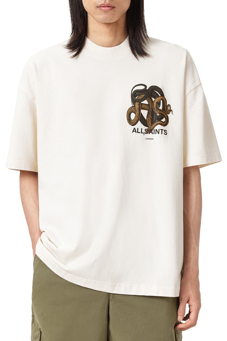 Reticulate Cotton Graphic T-Shirt, Main, color, SANDY WHITE