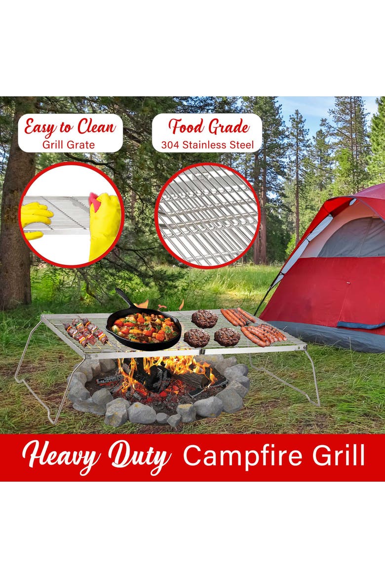 25x17" Stainless Steel Portable Campfire Grill, Alternate, color, Silver