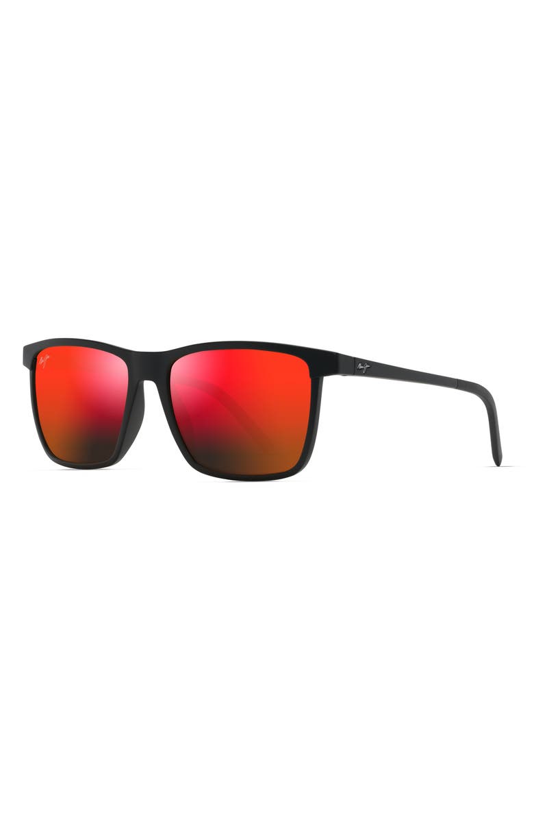 Maui Jim One Way 55mm PolarizedPlus2<sup>®</sup> Rectangular Sunglasses, Alternate, color, Black Matte