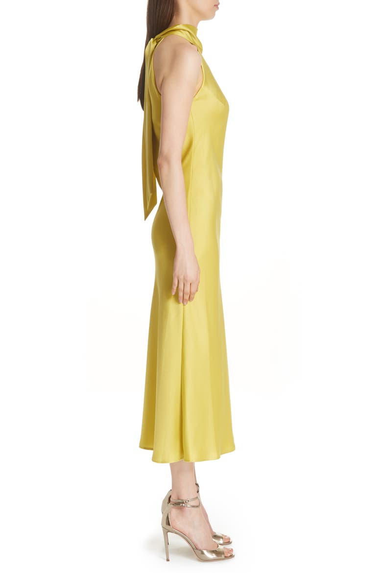 Satin Halter Neck Dress, Alternate, color, LIME