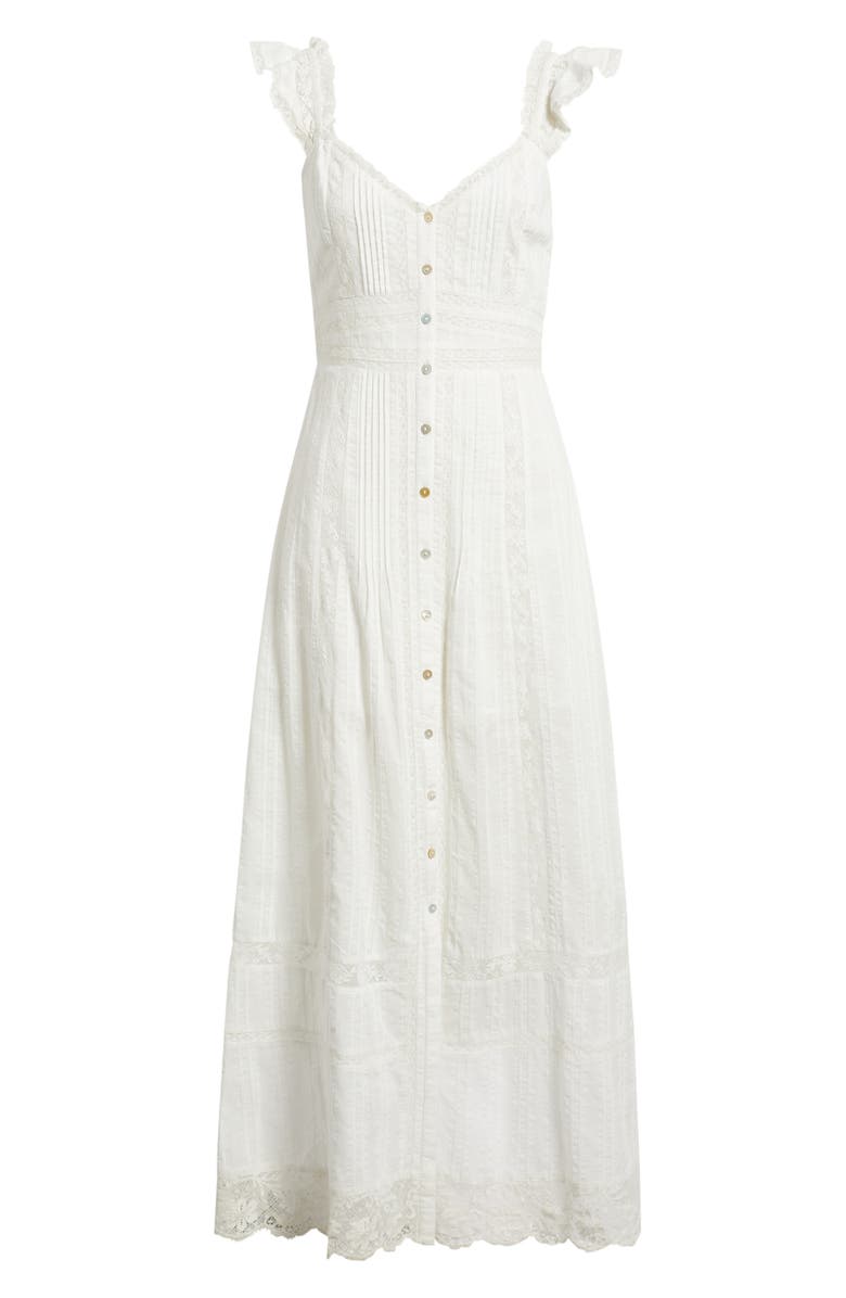 LoveShackFancy Kailette Sleeveless Maxi Dress, Main, color, Optic White