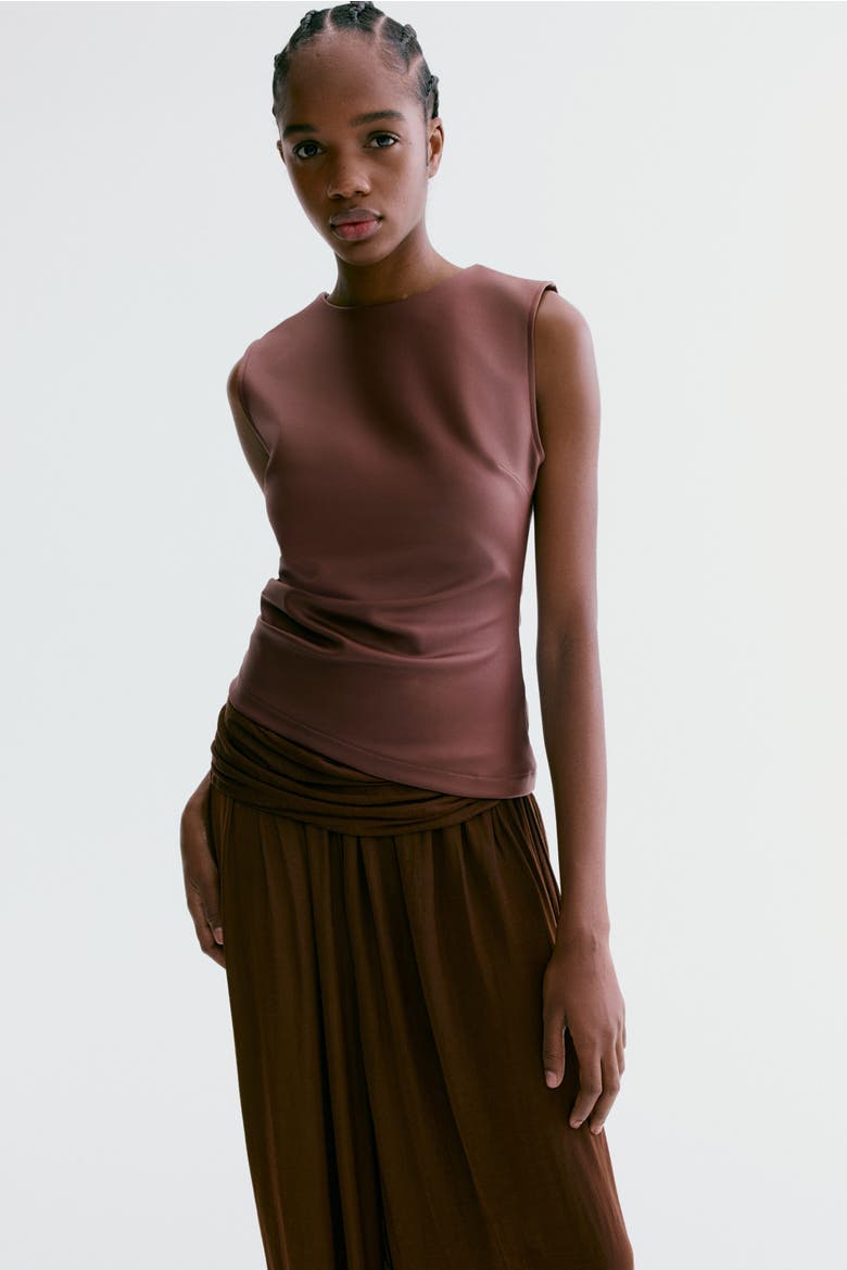 Coated Jersey Top, Main, color, Dark brown