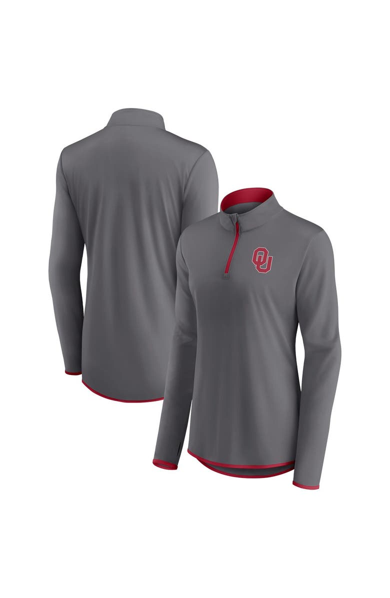 FANATICS Women's Fanatics Branded Gray Oklahoma Sooners Corner Quarter-Zip Top, Main, color, Gray