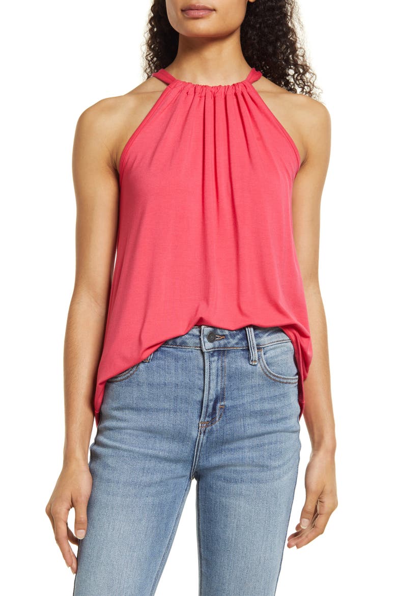 Halter Neck Tank, Main, color, FUSCHIA