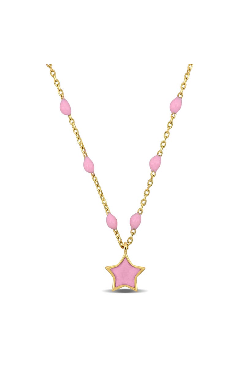 Julianna B. Enamel Star Station Necklace 14K Gold, Main, color, Pink