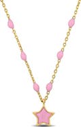 Julianna B. Enamel Star Station Necklace 14K Gold