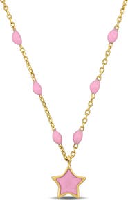 Julianna B. Enamel Star Station Necklace 14K Gold