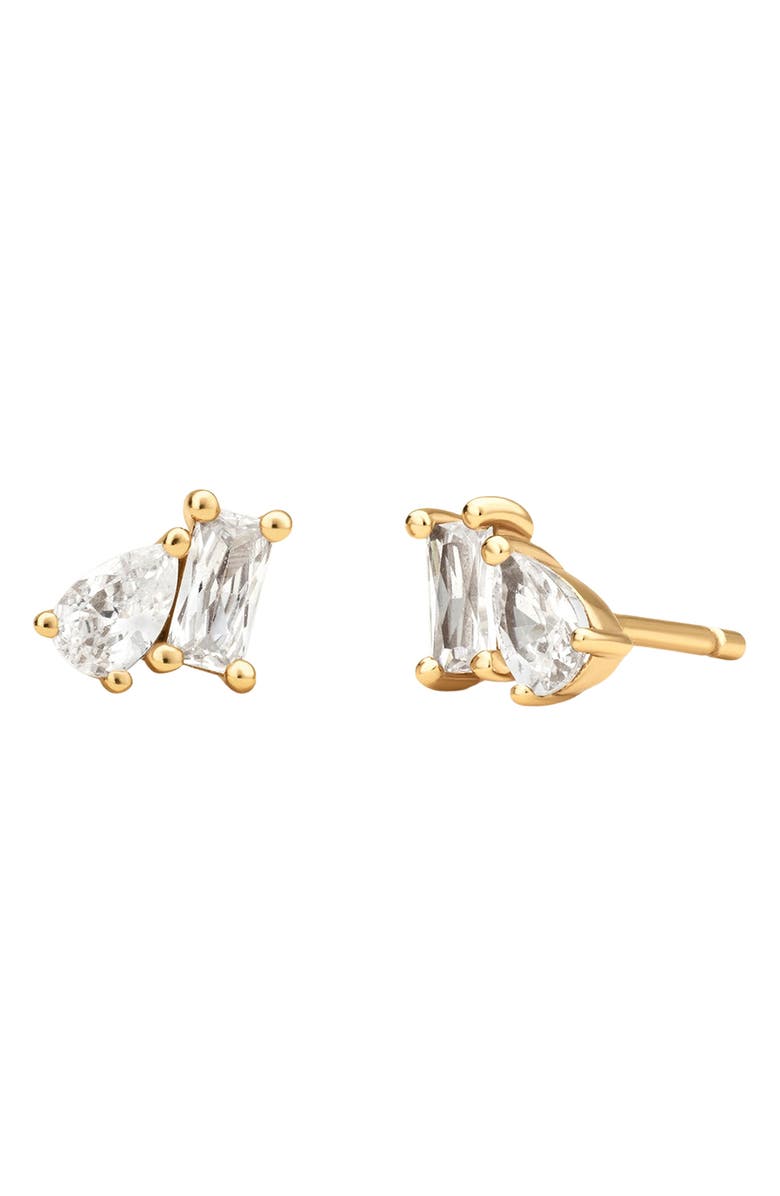 MADE BY MARY Toi et Moi Stud Earrings, Main, color, Gold Vermeil