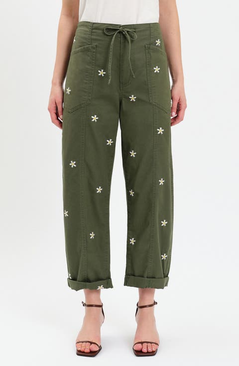 Villa Embroidered Cuffed Drawstring Pants