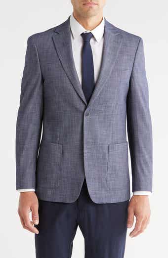 Calvin Klein Dark Blue Crosshatch Notch Lapel Sport Coat