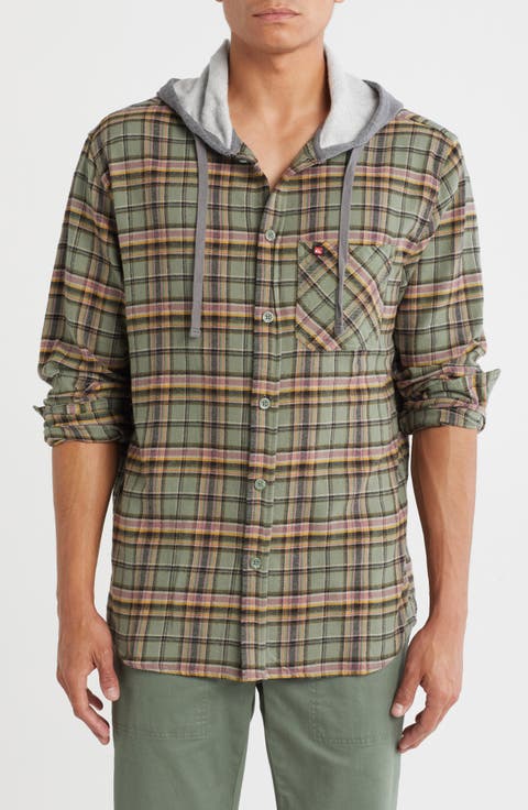 Mondo Plaid Hooded Button-Up Shirt