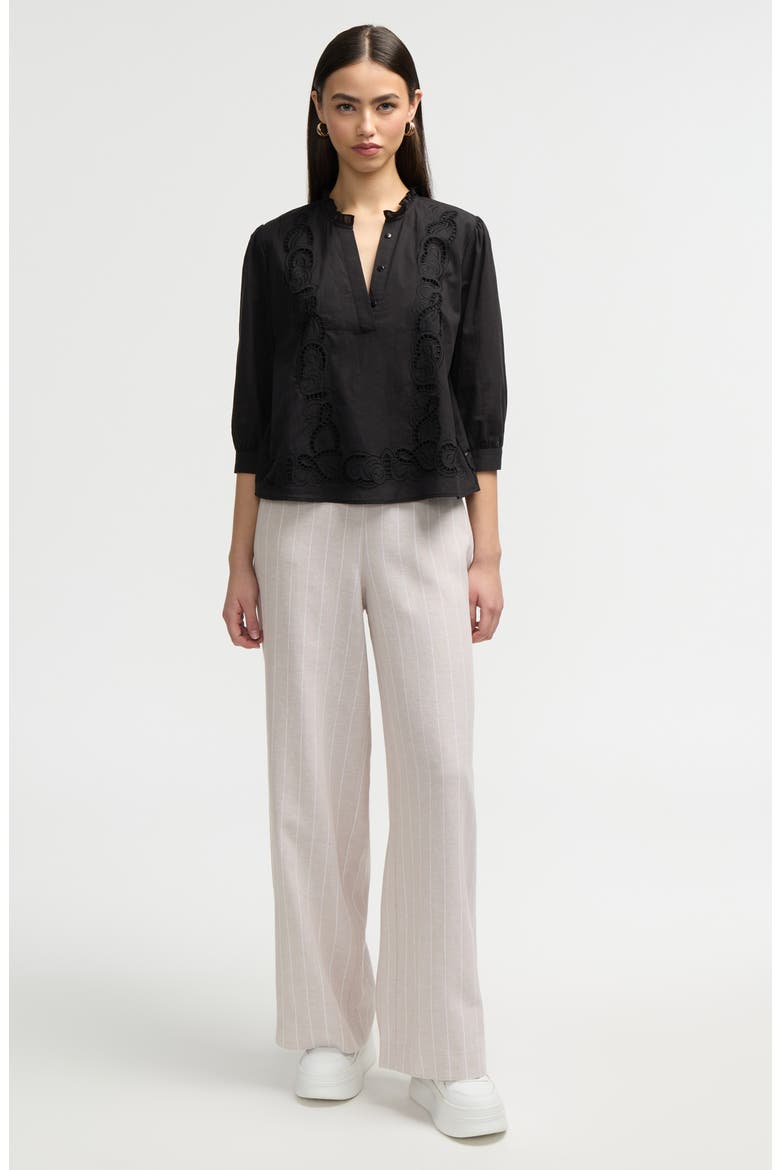 Side Waist Tie Wide Leg Pants, Alternate, color, NATURAL WHITE PINSTRIPE
