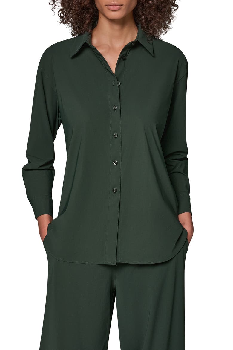 Stretch Long Sleeve Button Front Shirt, Main, color, BLK FOREST