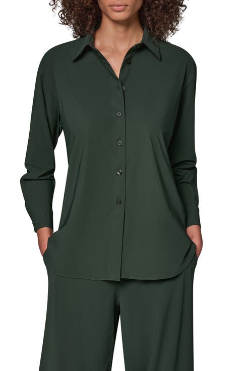 Stretch Long Sleeve Button Front Shirt