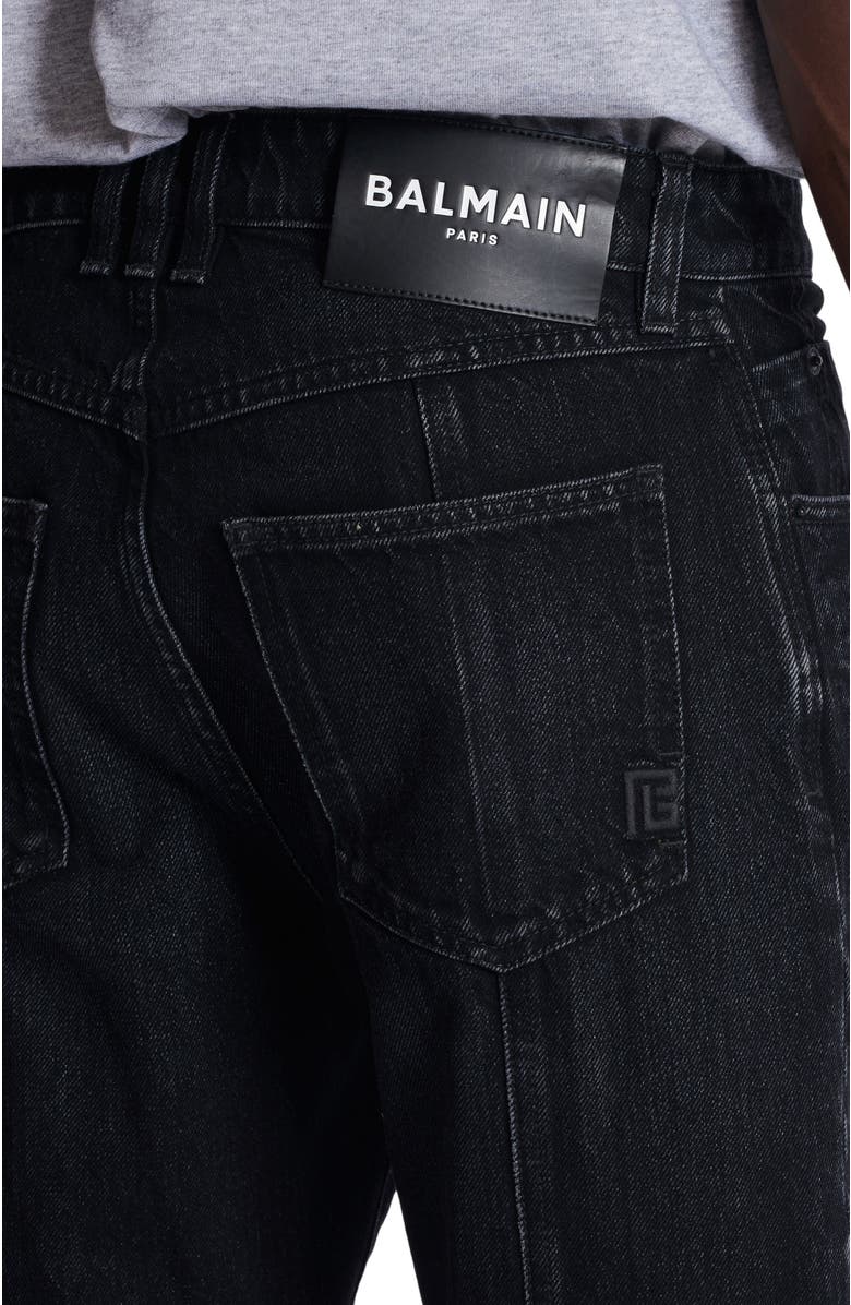 Balmain Biker jeans in black vintage denim, Alternate, color, Black