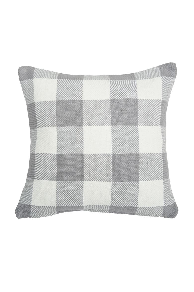Franklin Slate Gingham Check Woven Throw Pillow, 18" x 18", Main, color, Gray