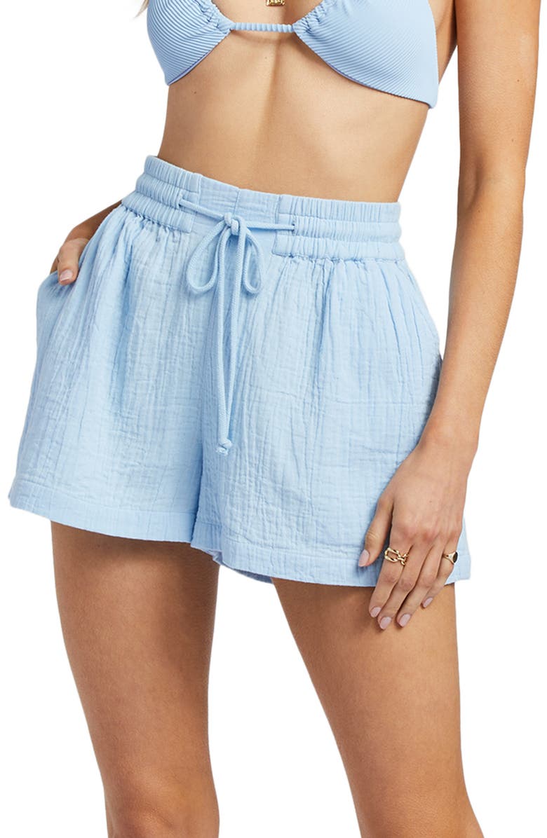 Billabong Cotton Gauze Cover-Up Shorts, Main, color, 