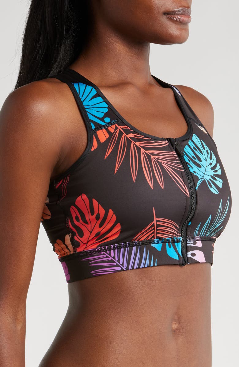 TomboyX Racerback Zip Bikini Top, Alternate, color, Tropadelic