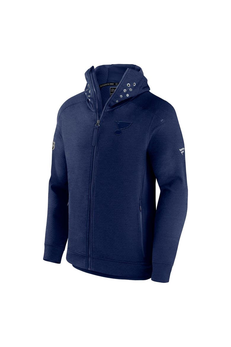 Men's Fanatics Branded Heather Navy St. Louis Blues Authentic Pro Road Tech Full-Zip Hoodie Jacket, Alternate, color, Navy