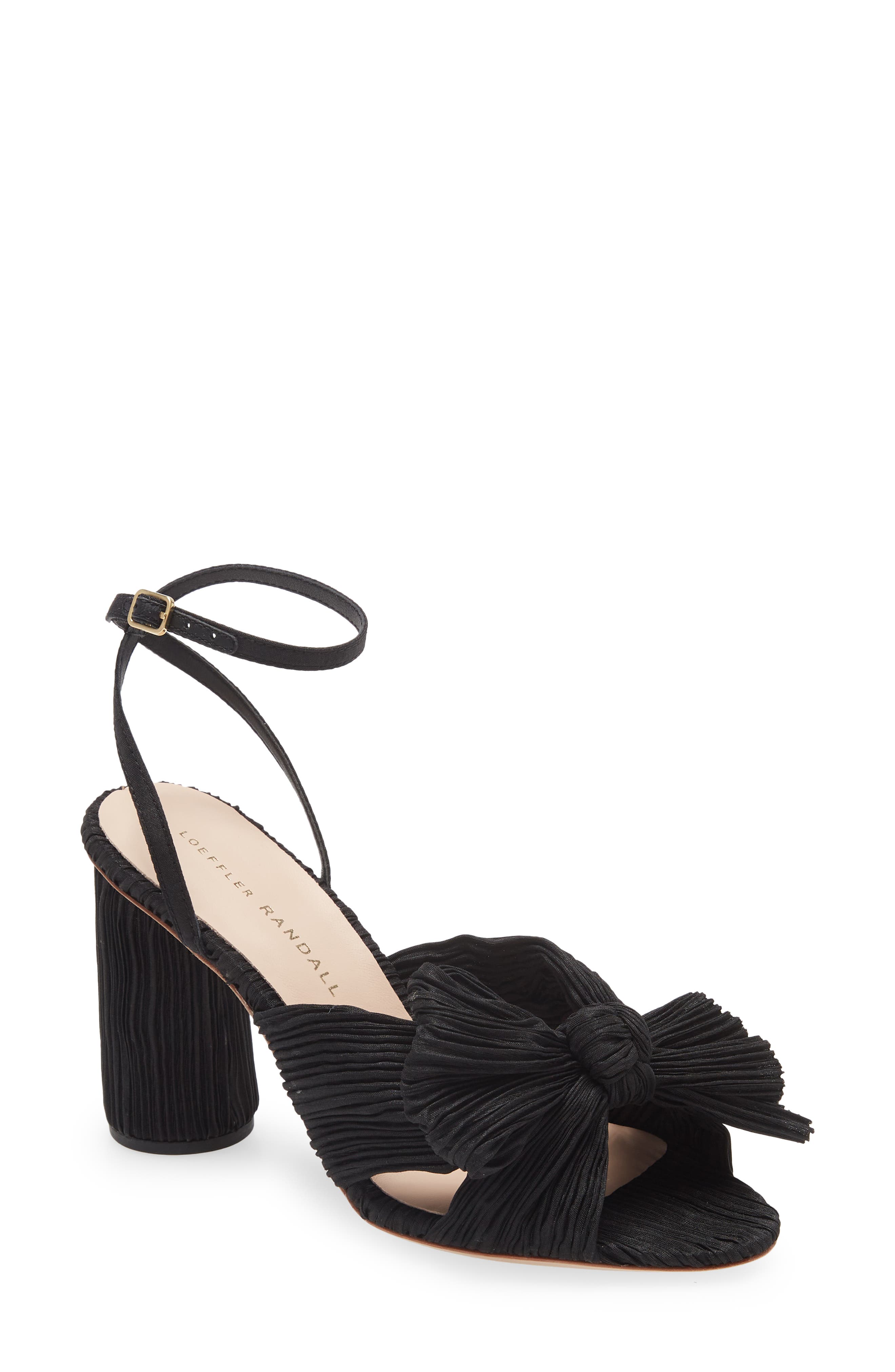 Loeffler Randall Camellia Knotted Sandal, Main, color, Black