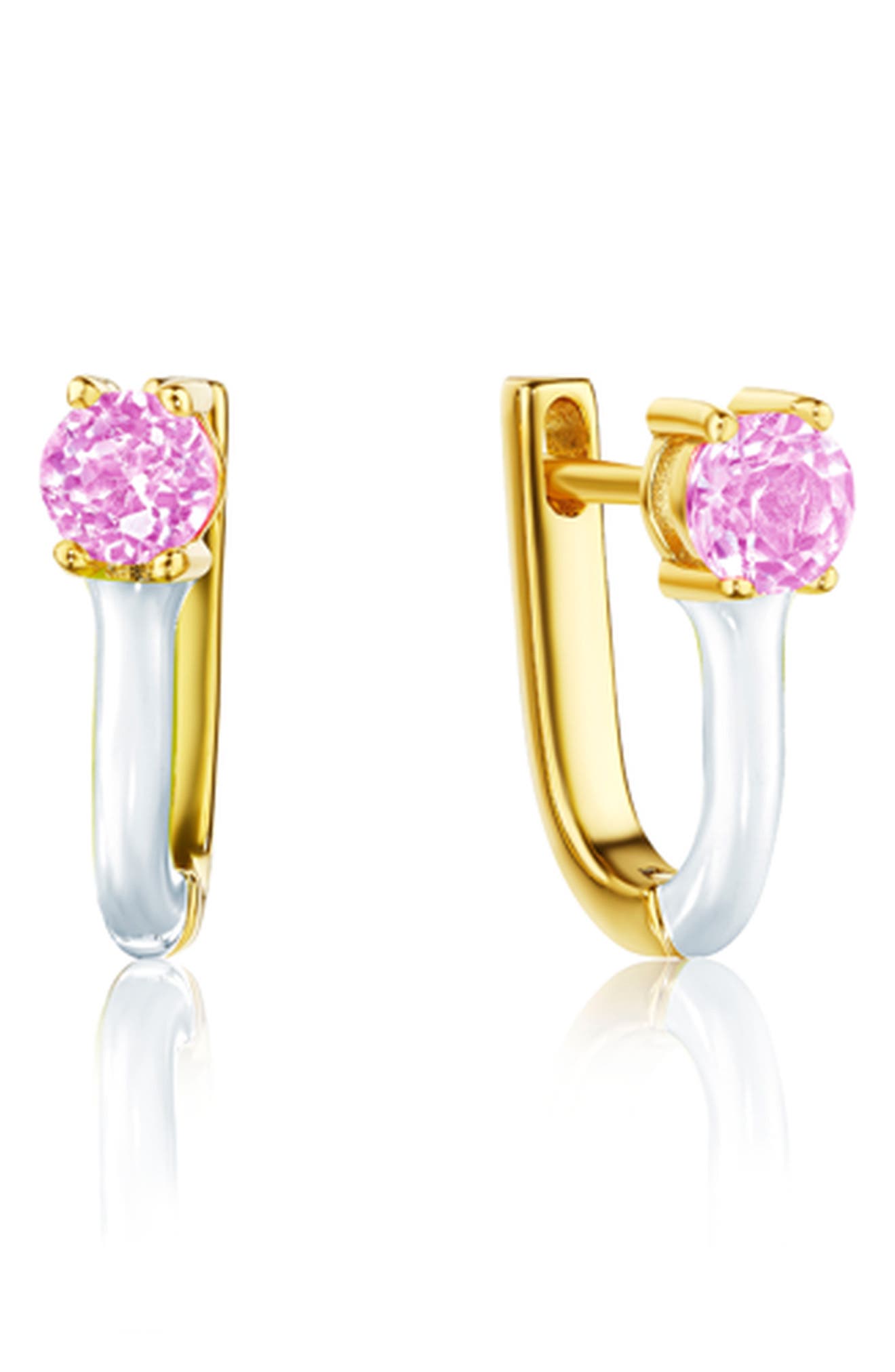 House of Frosted Gemstone & Enamel Huggie Hoop Earrings