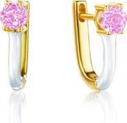 House of Frosted Gemstone & Enamel Huggie Hoop Earrings