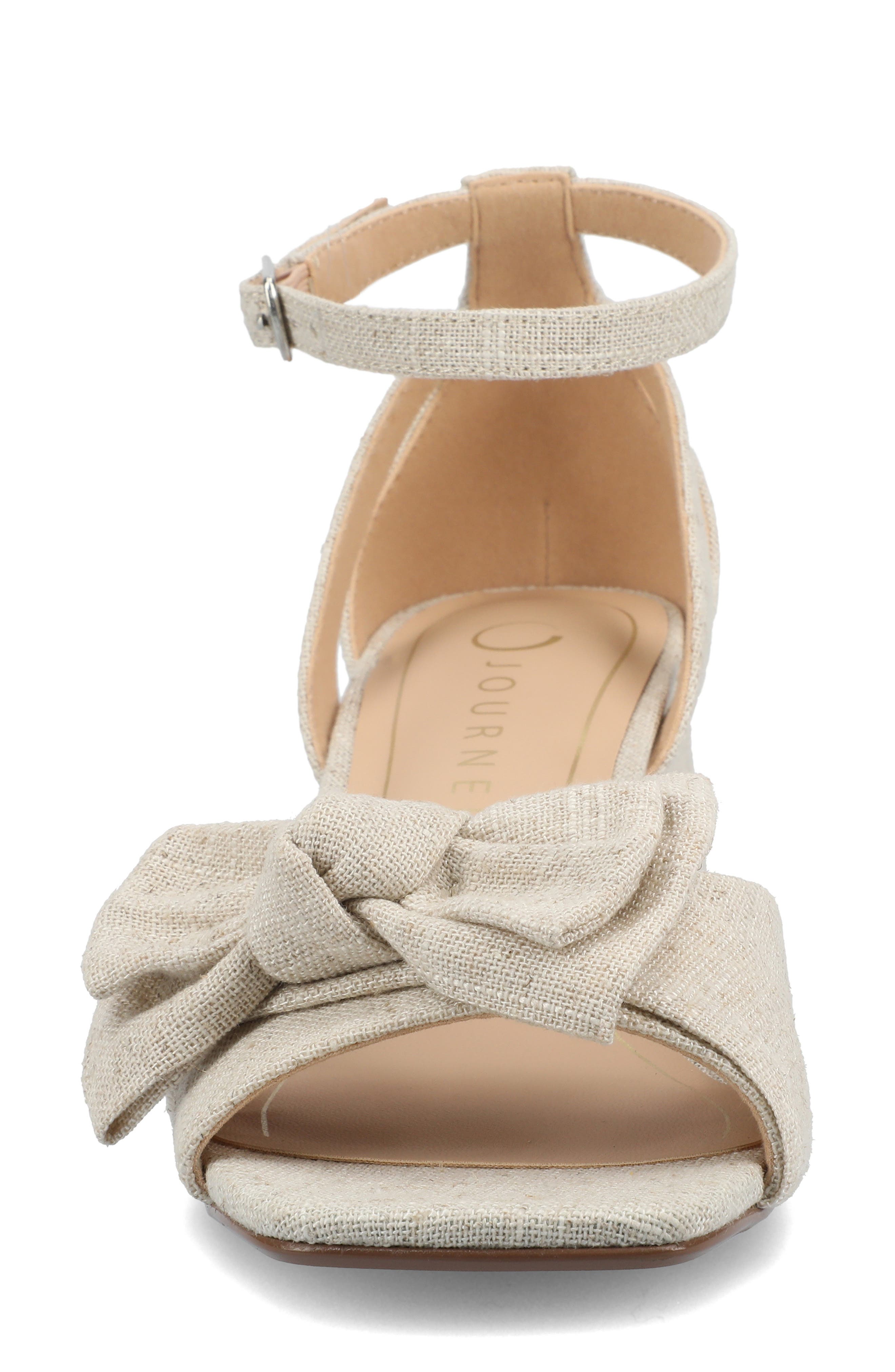 Zevi Bow Block Heel Sandal, Alternate, color, BONE