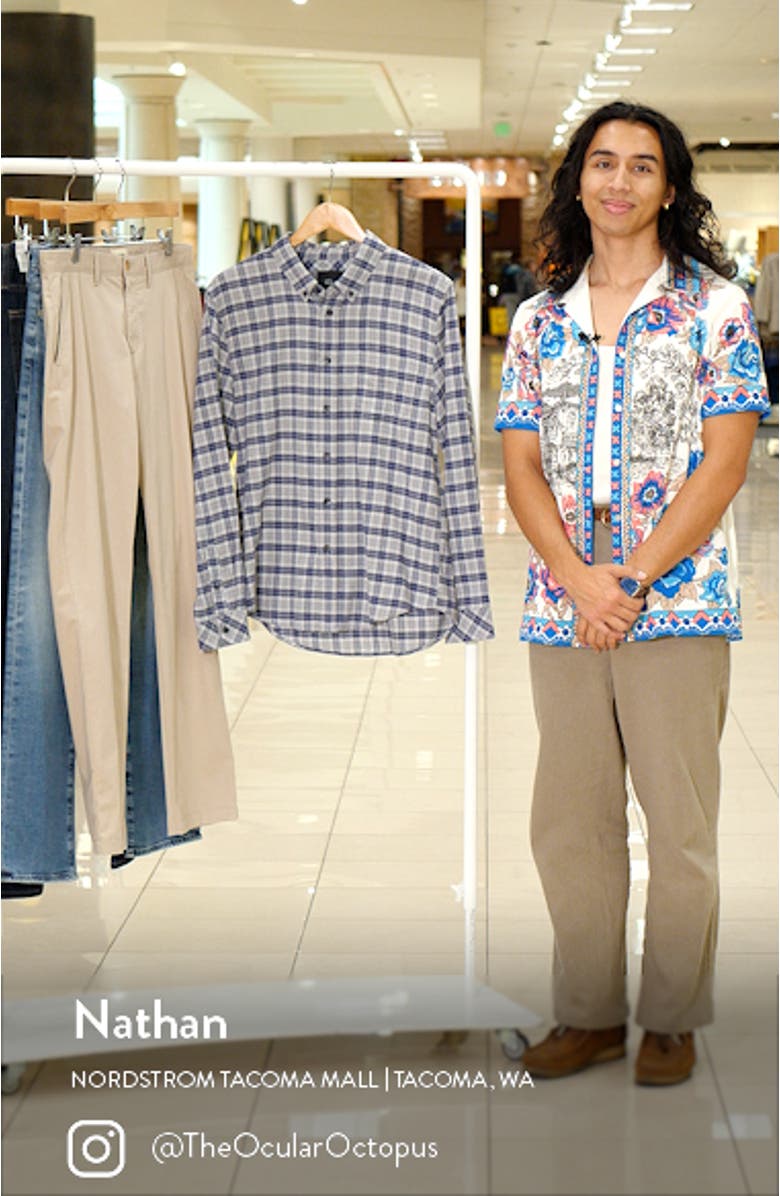 Reid Regular Fit Plaid Stretch Cotton Button-Down Shirt, sales video thumbnail