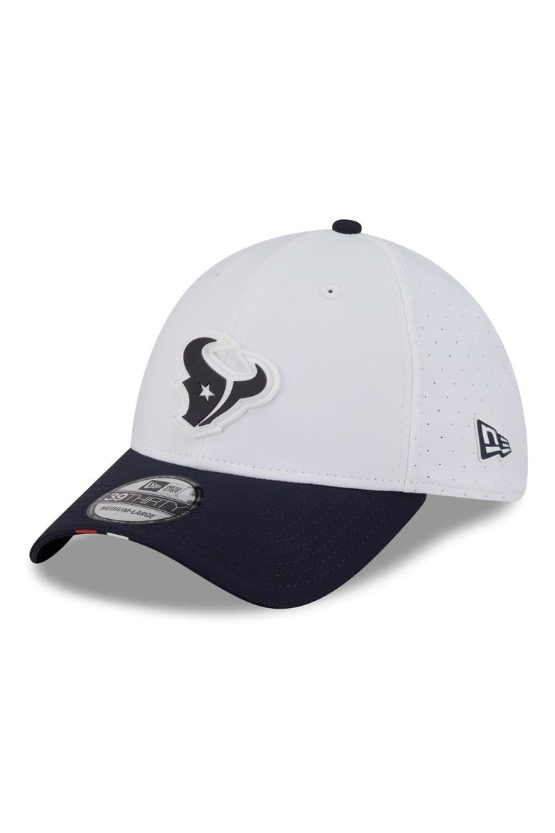 Men's New Era  White/Navy Houston Texans 2025 NFL Training Camp 39THIRTY Flex Hat, Alternate, color, White