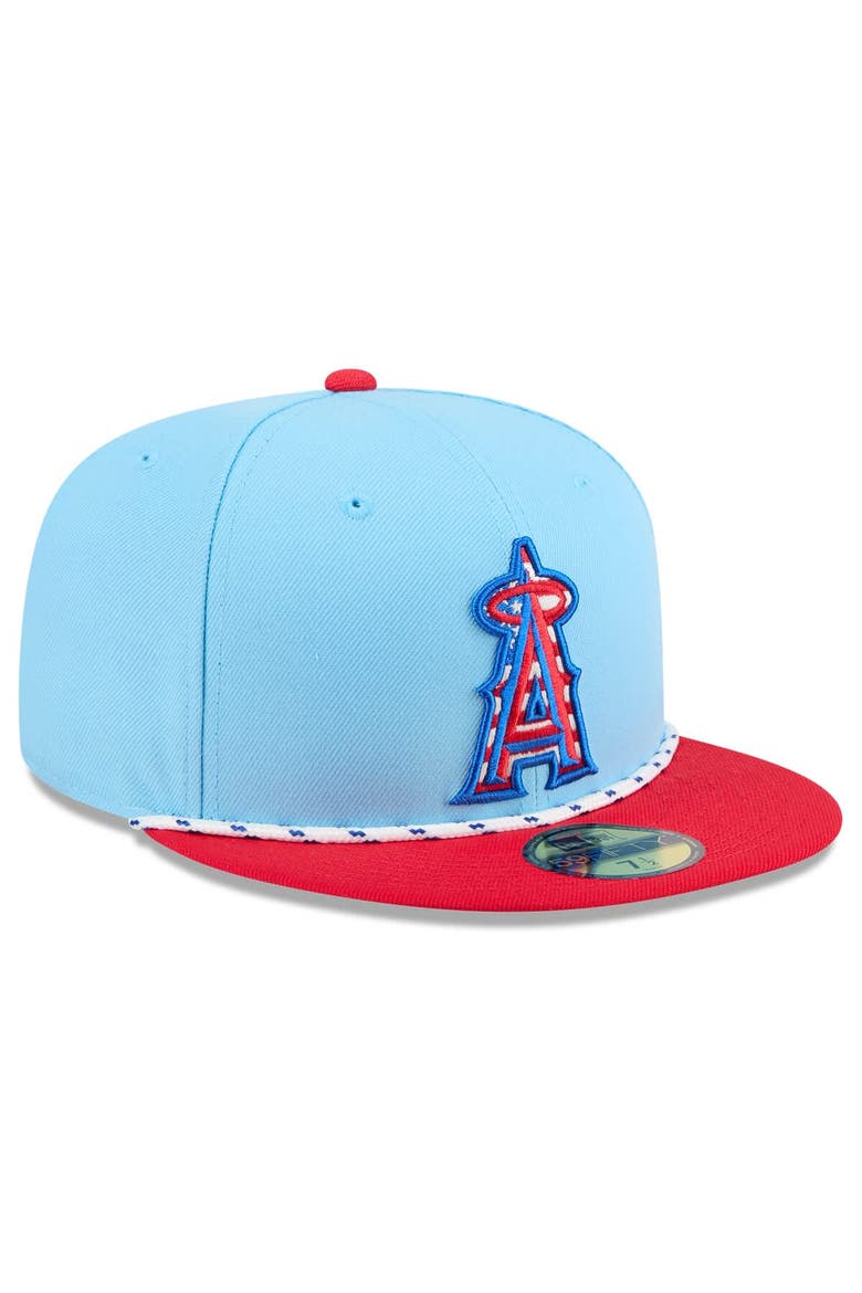Men's New Era Light Blue/Red Los Angeles Angels 2025 Fourth of July 59FIFTY Fitted Hat, Alternate, color, Light Blue